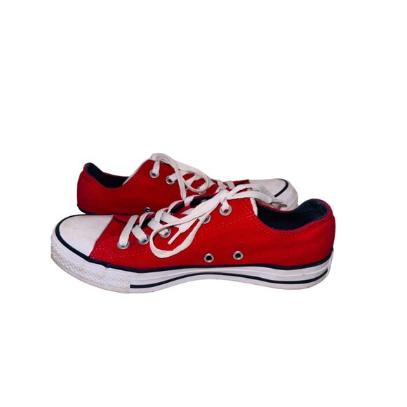 Converse Unisex Low Top Red Sneaker W8 M6 Canvas Casual Shoes School Girl Skater - Picture 6 of 11